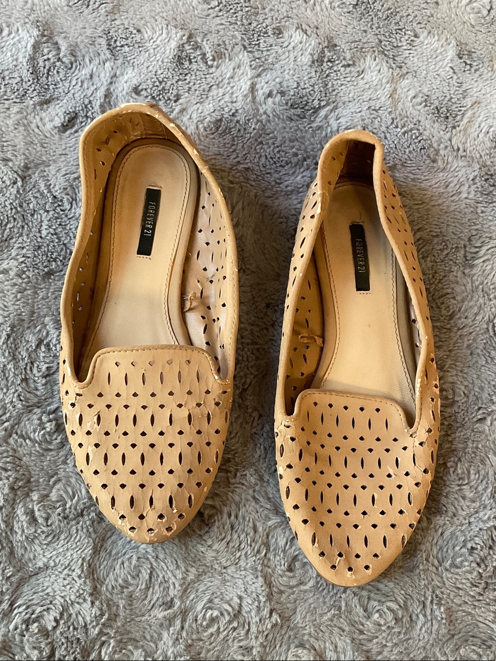 Forever 21 Perforated Tan Slip-On Loafers